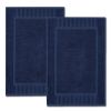 Luxury Bath Mat Floor Towel Set 2 Pack Absorbent Cotton Hotel Spa Shower Bathtub Mats 22 x34 in Navy Blue