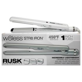 W8less Str8 Iron Ceramic and Tourmaline Flat Iron - IREW8LS2510 - White by Rusk for Unisex - 1 Inch Flat Iron