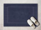 Luxury Bath Mat Floor Towel Set 2 Pack Absorbent Cotton Hotel Spa Shower Bathtub Mats 22 x34 in Navy Blue