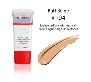 Matte, Silky, Tube Liquid Foundation, Ladies Products (Option: 104 Buff Beige)