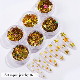 6PCS/Set Nail Beauty Chrome Glitter Kit;  Nail Sequin Nail Art Mirror Powder Decoration (Design: 7)