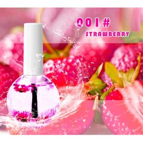 Nail Beauty Dried Flowers Nutrition Nail Treatment Oil Anti-agnail Nail Edge Moisturizing Nail Base Coat Natural Dried Flower Nutrient Solution (Option: 001 Strawberry-15ML)